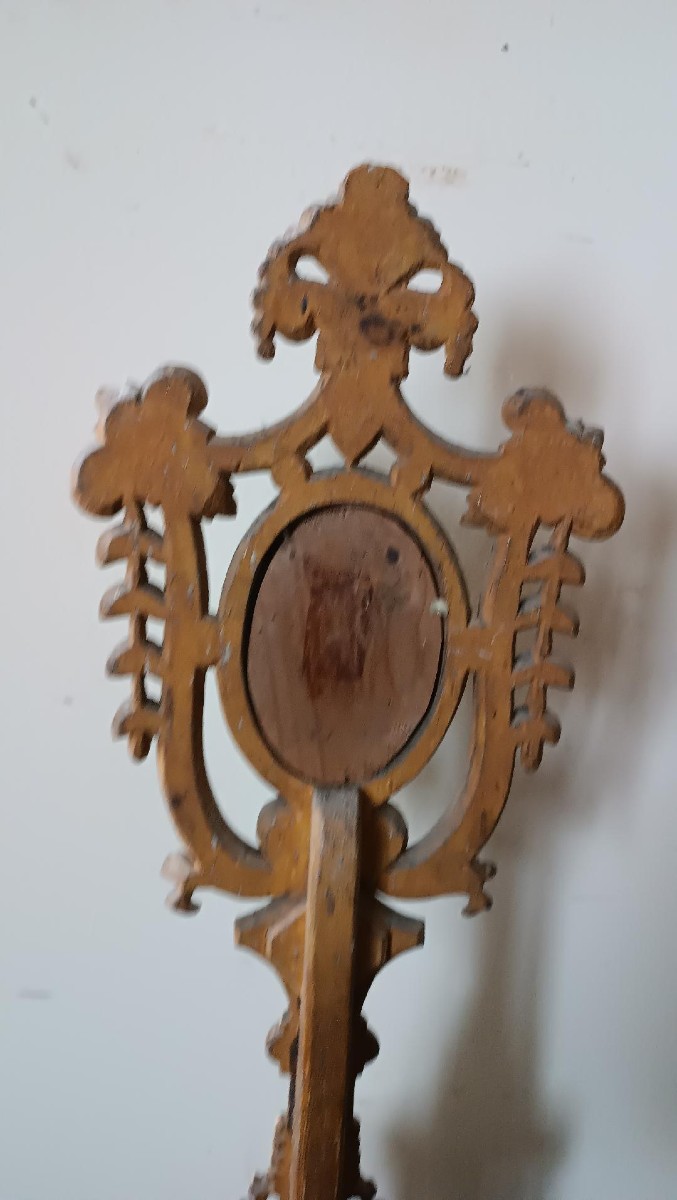 Grande coppia di reliquiari in legno dorato-stile neogotico -h.80 cm-photo-5