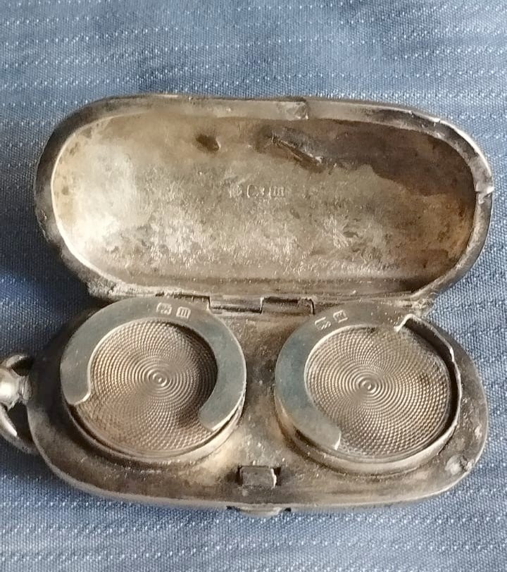ANTICA DOPPIA CUSTODIA ARGENTO PER MONETA STERLINA D'ORO ( SOVRANA) REGNO UNITO-photo-4