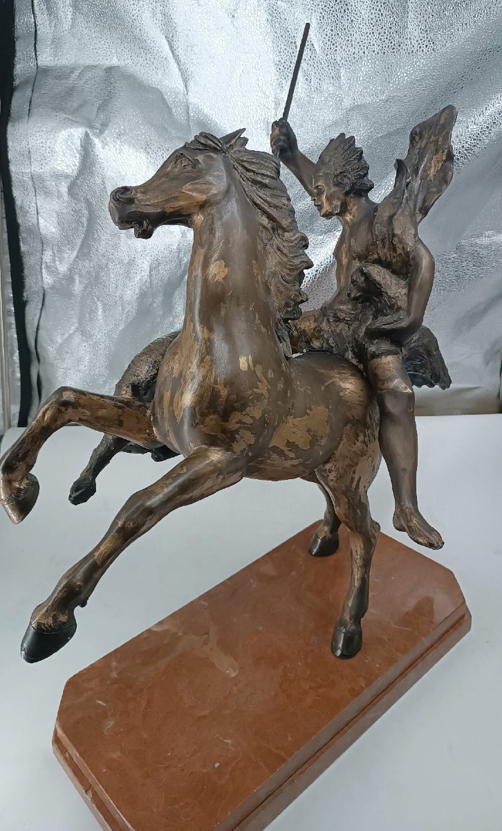 Grande scultura bronzo raffigurante indiano a cavallo -Tommaso Campajola (1890 - 1968)-photo-4