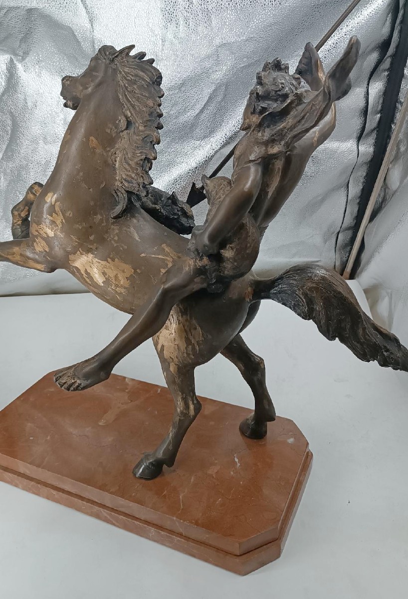 Grande scultura bronzo raffigurante indiano a cavallo -Tommaso Campajola (1890 - 1968)-photo-5