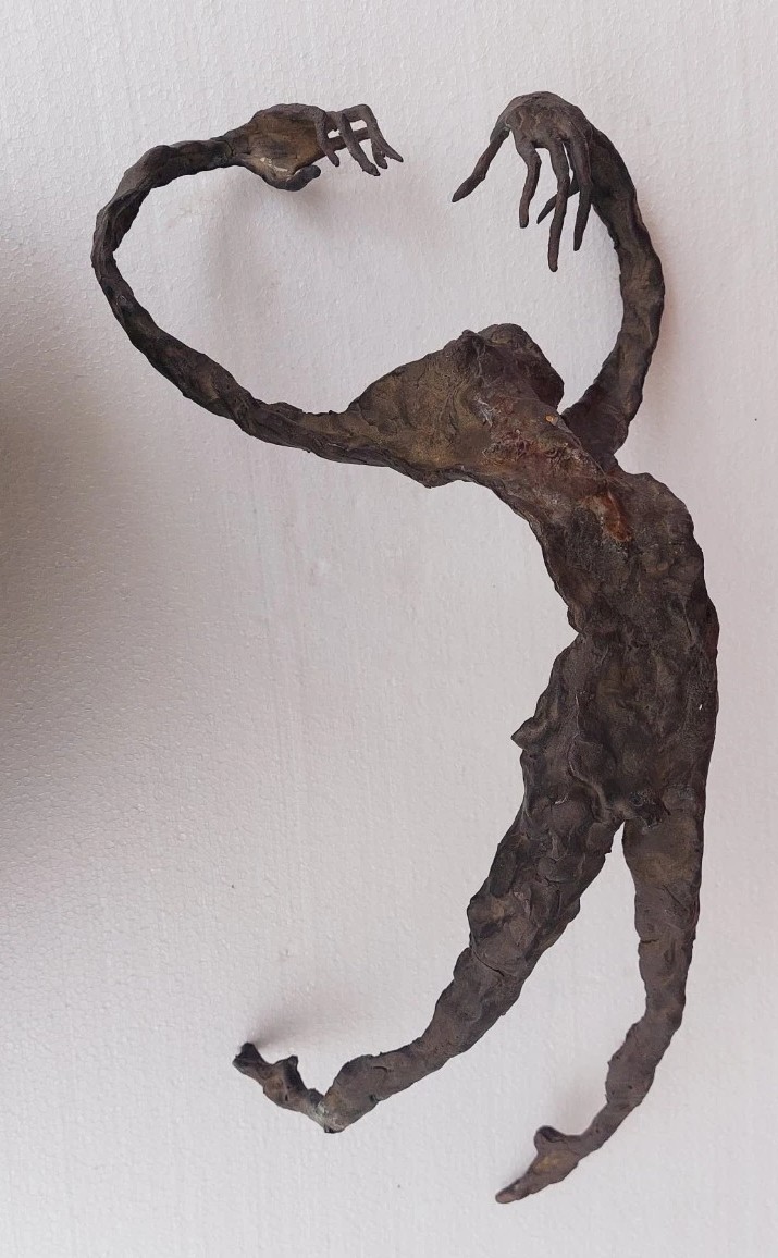  GRANDE SCULTURA IN BRONZO ASTRATTA FIGURA PLASTICA ANNI 70-photo-2