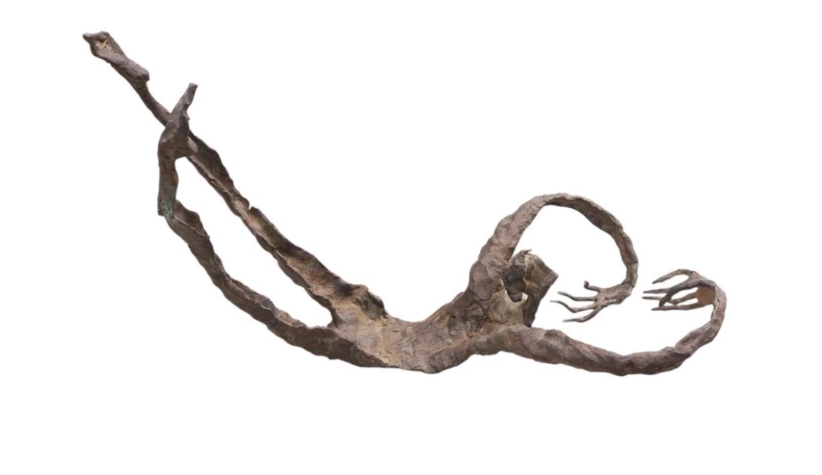  GRANDE SCULTURA IN BRONZO ASTRATTA FIGURA PLASTICA ANNI 70