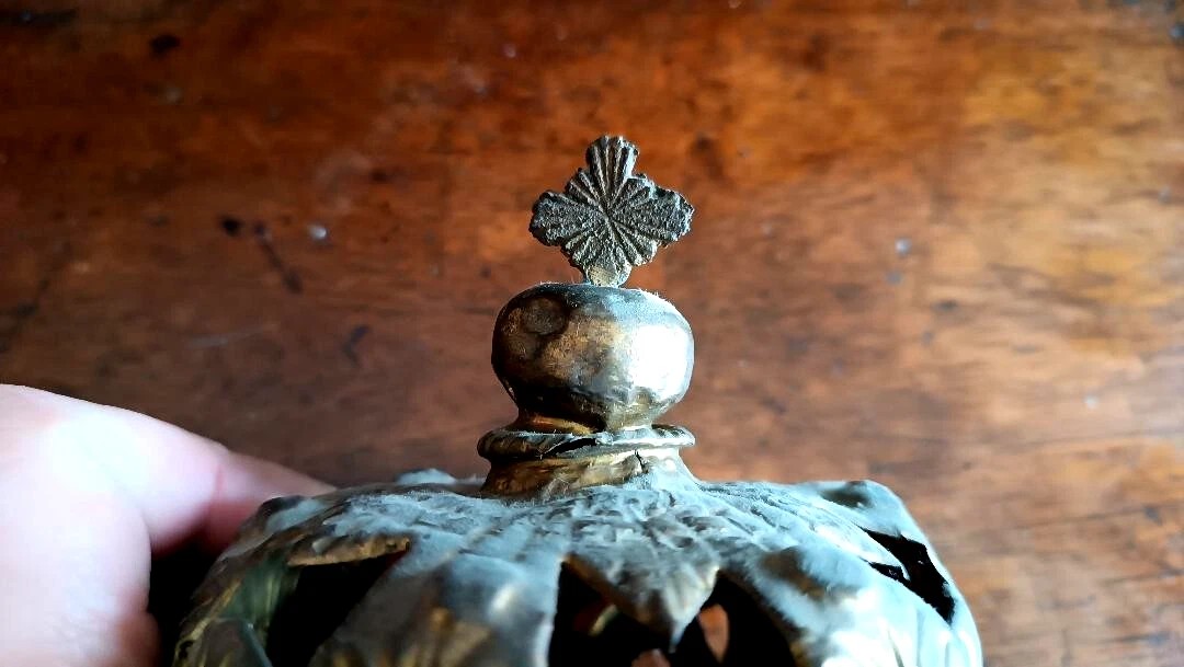antica corona per scultura in ottone dorato xVIII secolo-photo-2