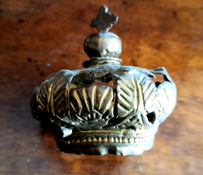 antica corona per scultura in ottone dorato xVIII secolo