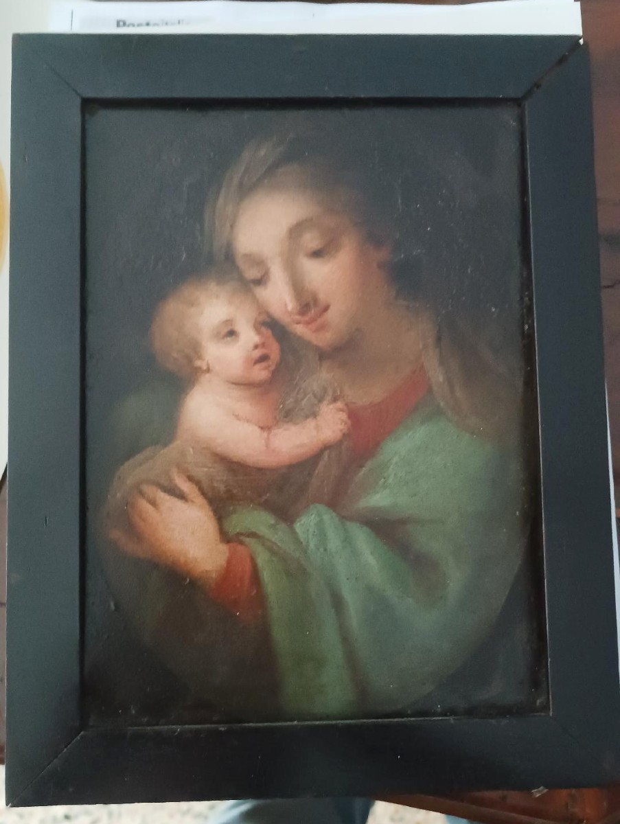 Antico dipinto su rame-madonna con bambino -scuola italiana-photo-2