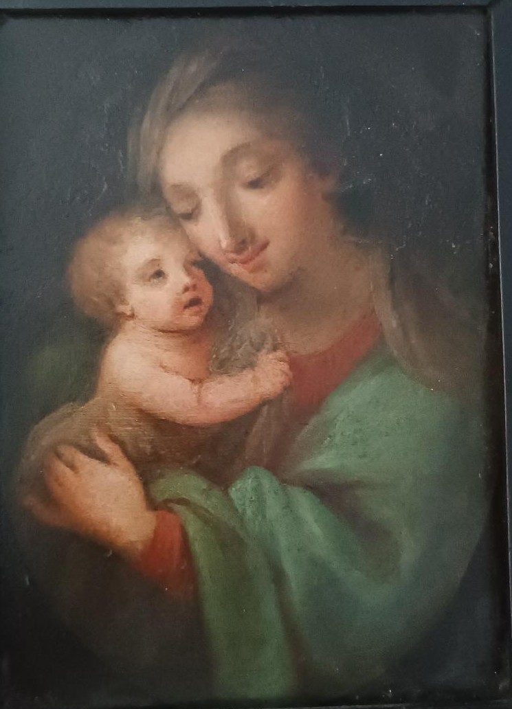 Antico dipinto su rame-madonna con bambino -scuola italiana-photo-4