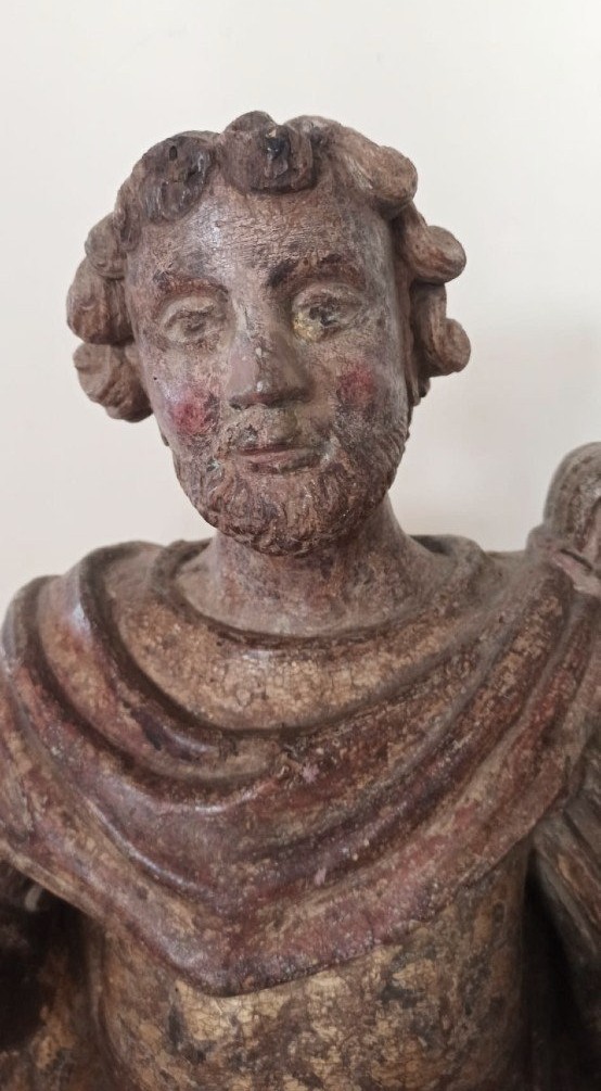 Scultura raffigurante Santo guerriero - Legno policromo e dorato-XVI SECOLO ITALIA-photo-2