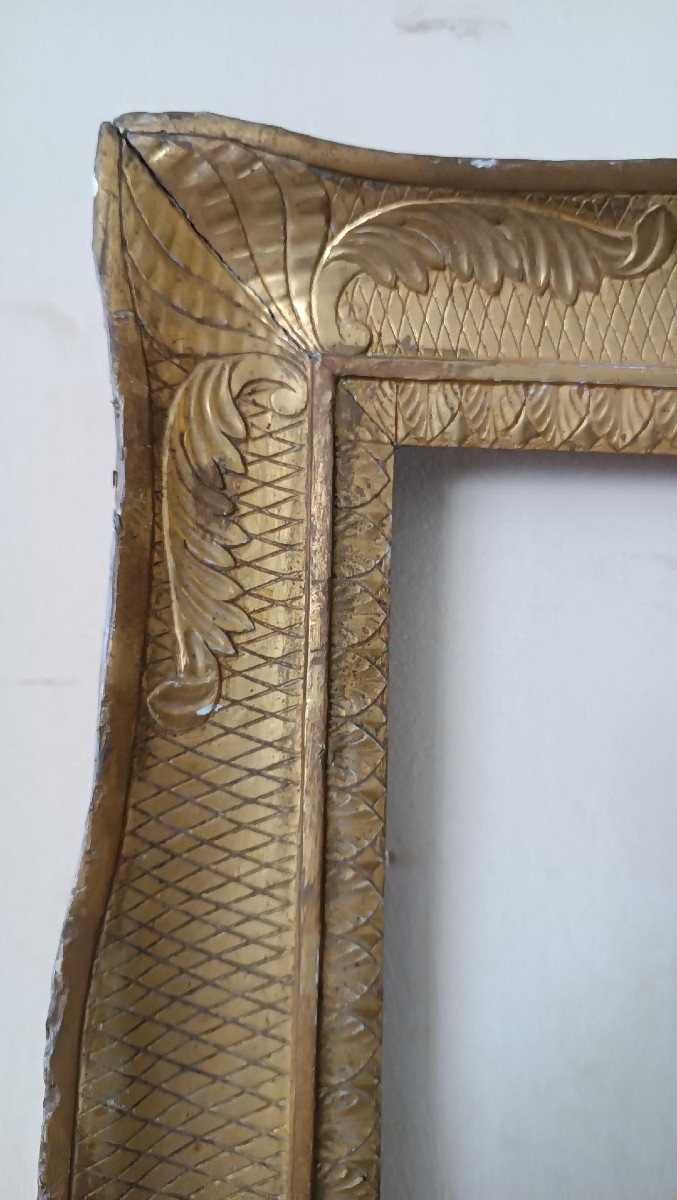 cornice antica a guantiera PRIMA META' XIX SECOLO NAPOLI- LEGNO DORATO-photo-3