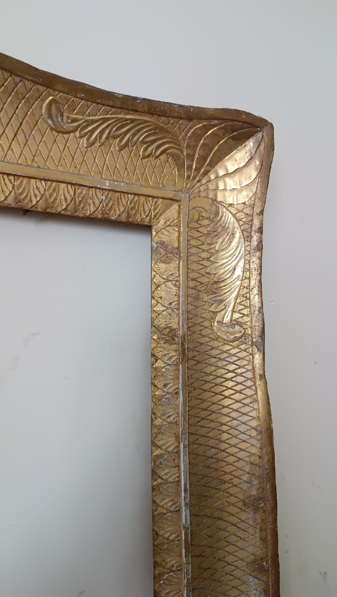 cornice antica a guantiera PRIMA META' XIX SECOLO NAPOLI- LEGNO DORATO-photo-2