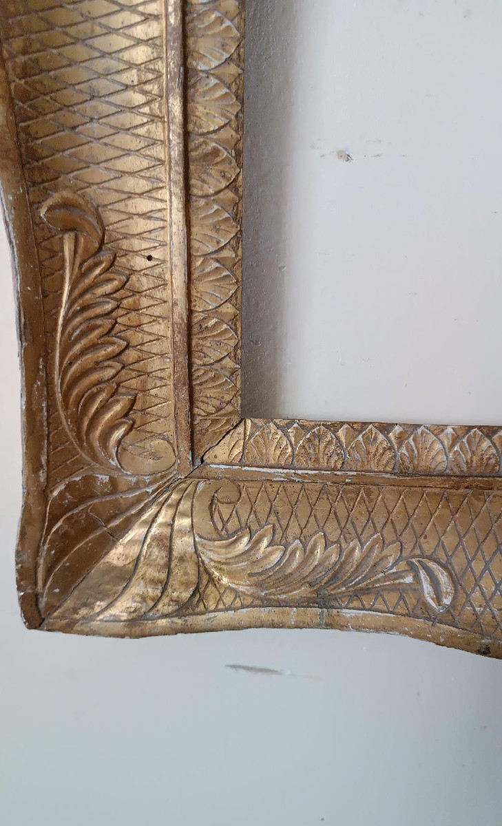 cornice antica a guantiera PRIMA META' XIX SECOLO NAPOLI- LEGNO DORATO-photo-3