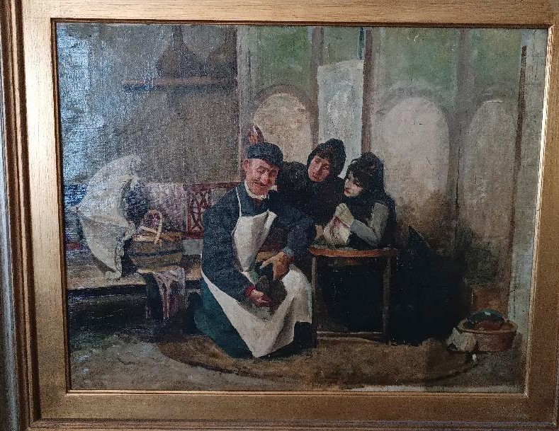 dipinto antico XIX secolo scuola italiana "IL CIABATTINO"-photo-3