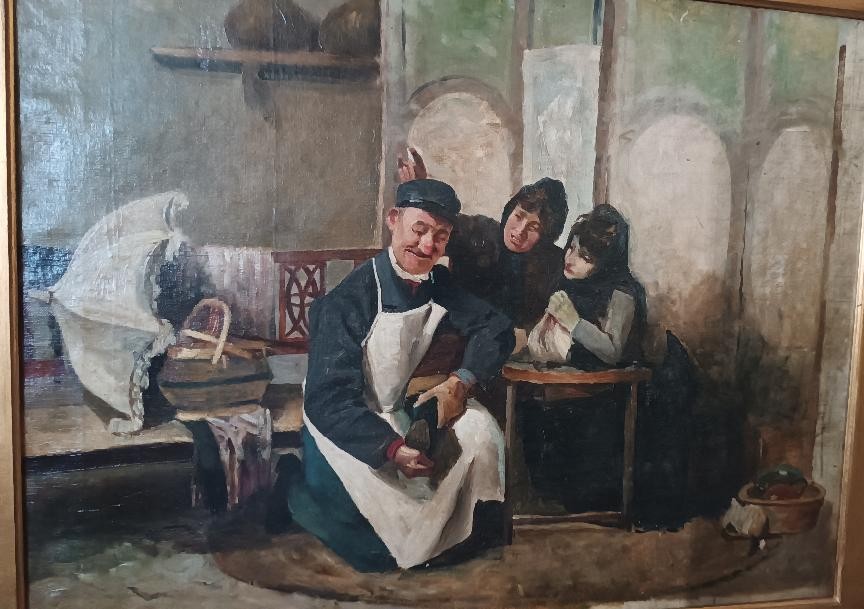 dipinto antico XIX secolo scuola italiana "IL CIABATTINO"-photo-4