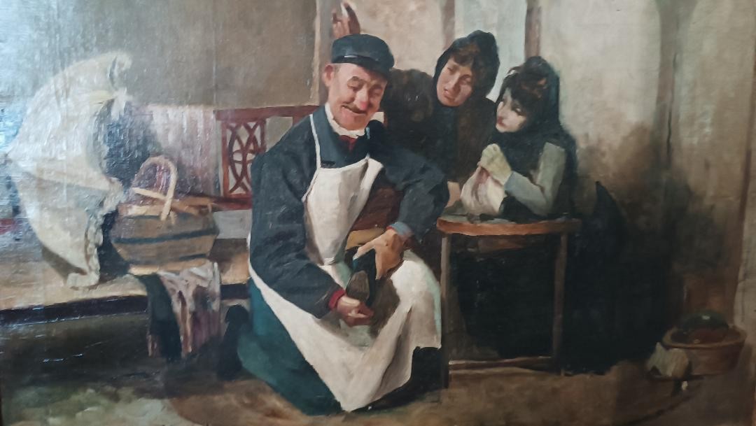 dipinto antico XIX secolo scuola italiana "IL CIABATTINO"-photo-2