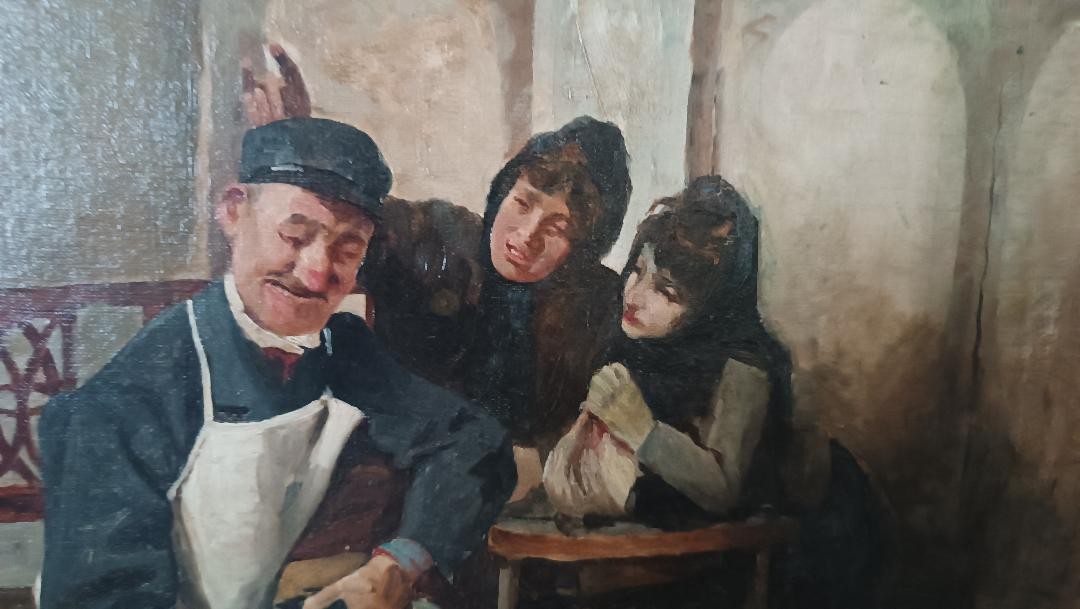 dipinto antico XIX secolo scuola italiana "IL CIABATTINO"-photo-3
