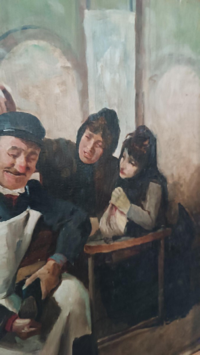 dipinto antico XIX secolo scuola italiana "IL CIABATTINO"-photo-4