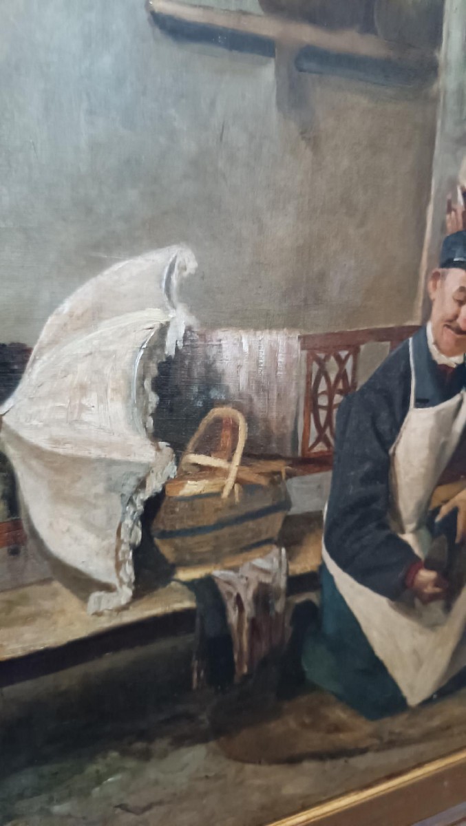 dipinto antico XIX secolo scuola italiana "IL CIABATTINO"-photo-5