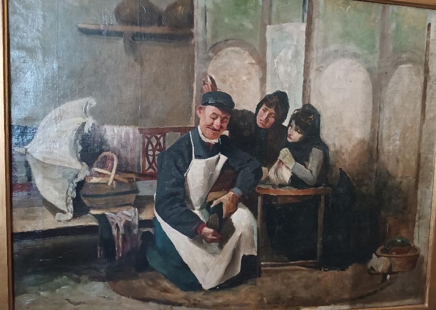 dipinto antico XIX secolo scuola italiana "IL CIABATTINO"-photo-8