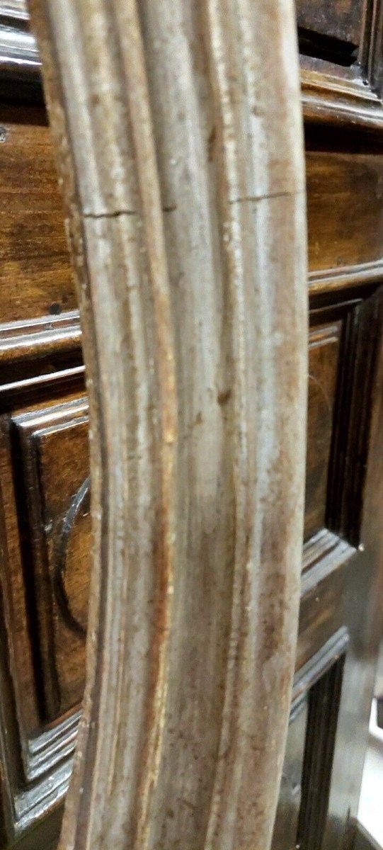 Cornice ovale in legno argentato XVIII secolo-photo-4