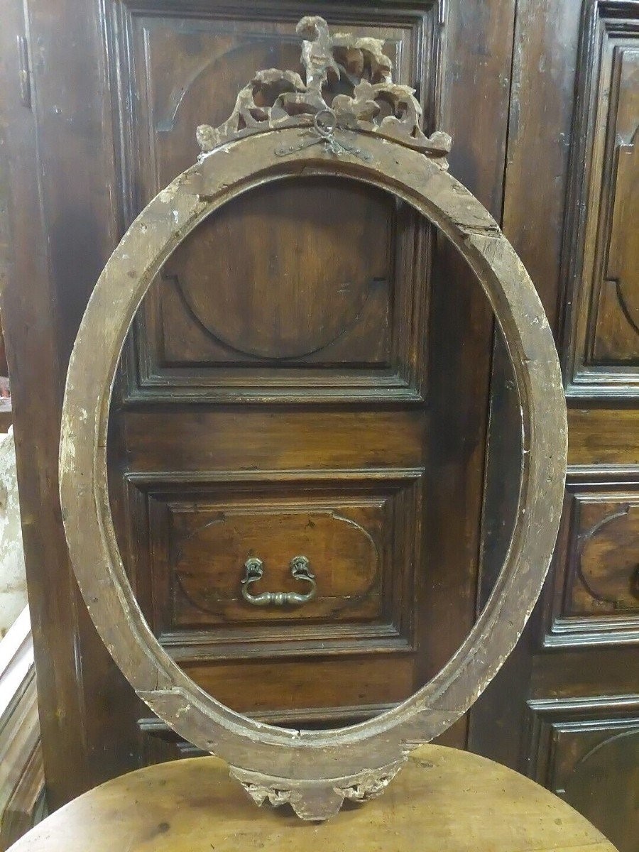 Cornice ovale in legno argentato XVIII secolo-photo-4