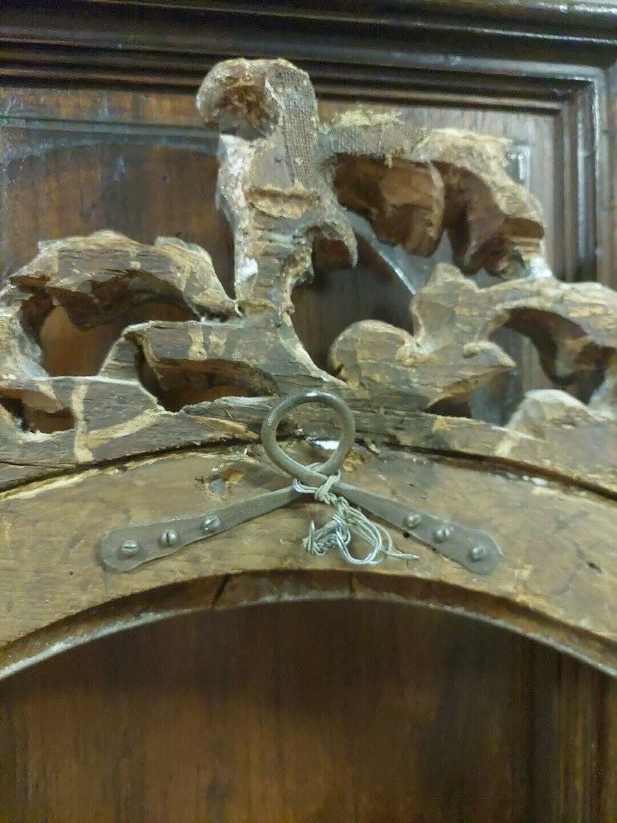 Cornice ovale in legno argentato XVIII secolo-photo-5