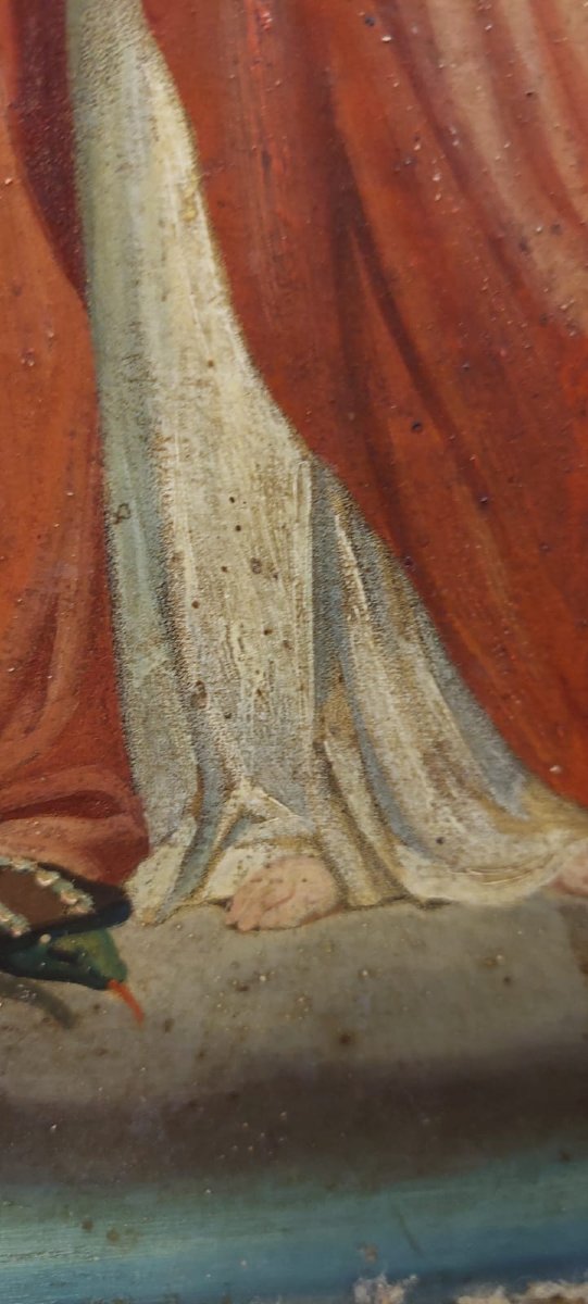DIPINTO SU TELA MADONNA CON BAMBINO XIX SECOLO ORIGINALE CORNICE DORATA-photo-1
