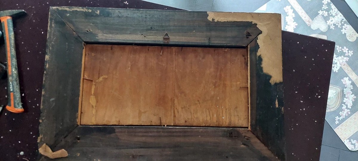 Dipinto olio su tela scuola italiana  XIX secolo ,cornice guilloche-photo-1