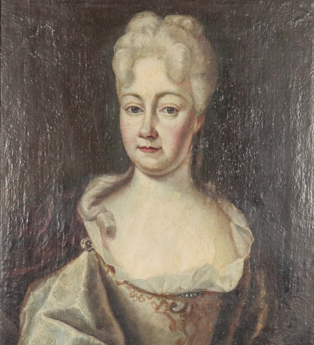 Dipinto olio su tela XVIII secolo ritrattoi femminile-photo-1