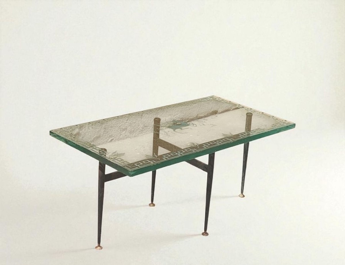 Tavolino Design Anni 50 Vetro Design Molato Disegno Gió Ponti Ferro