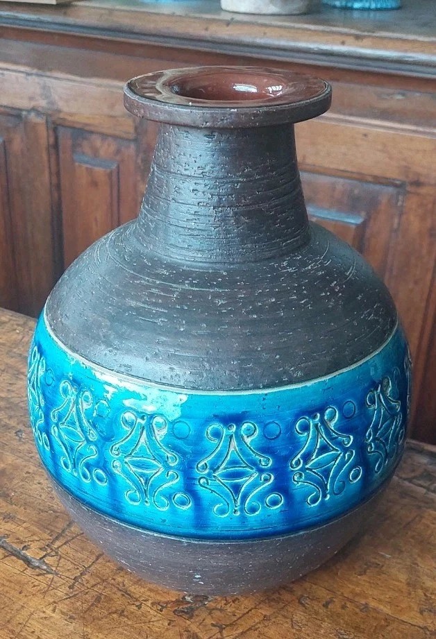 Aldo Londi per Bitossi. Vaso Rimini-Blue Invetriata Ceramiche Design Vintage-photo-3