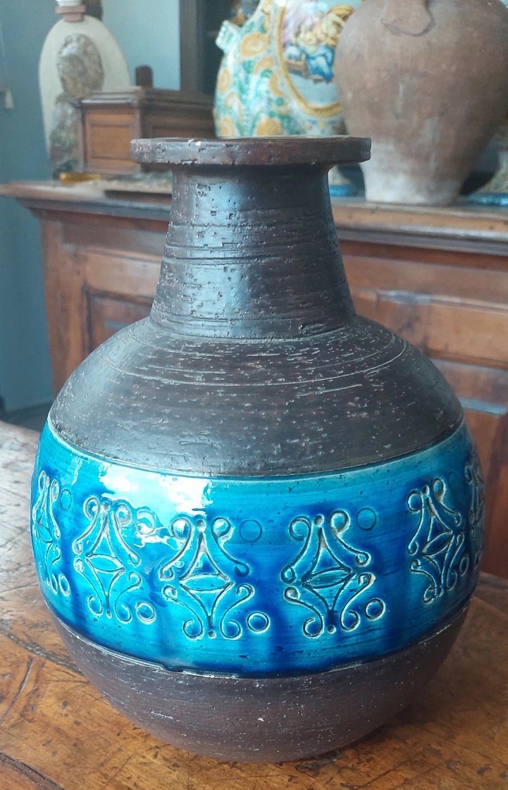 Aldo Londi per Bitossi. Vaso Rimini-Blue Invetriata Ceramiche Design Vintage-photo-4