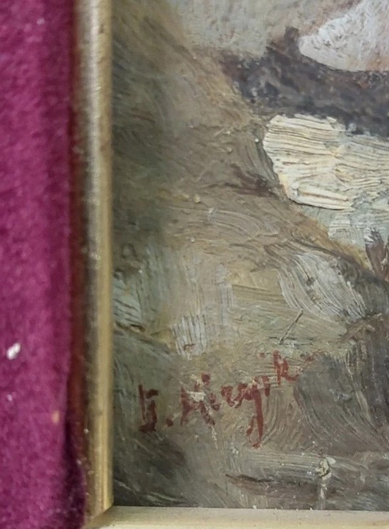 DIPINTO SU LEGNO ANTICO XIX SECOLO OLIO TAVOLA FIRMATO SCENA POPOLARE-photo-1