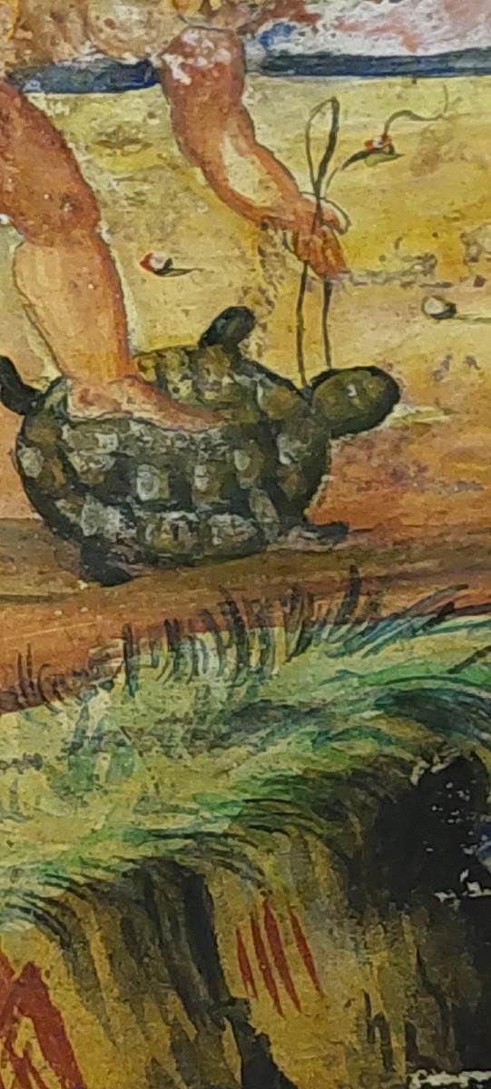 ANTICO PIATTO DIPINTO A FREDDO AMORINI FINE 800 ITALIA MAIOLICA-photo-2