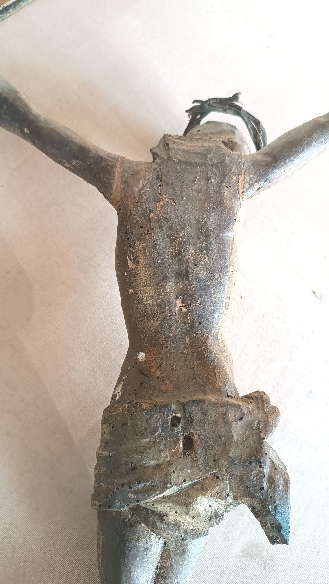 Grande Cristo in legno policromo XVII secolo-photo-3