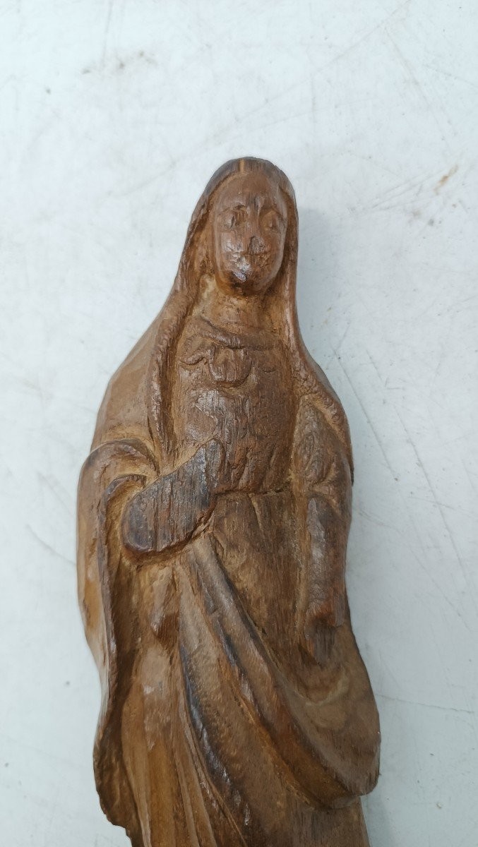 Antica Piccola scultura legno arte popolare Madonna XVIII secolo-photo-2