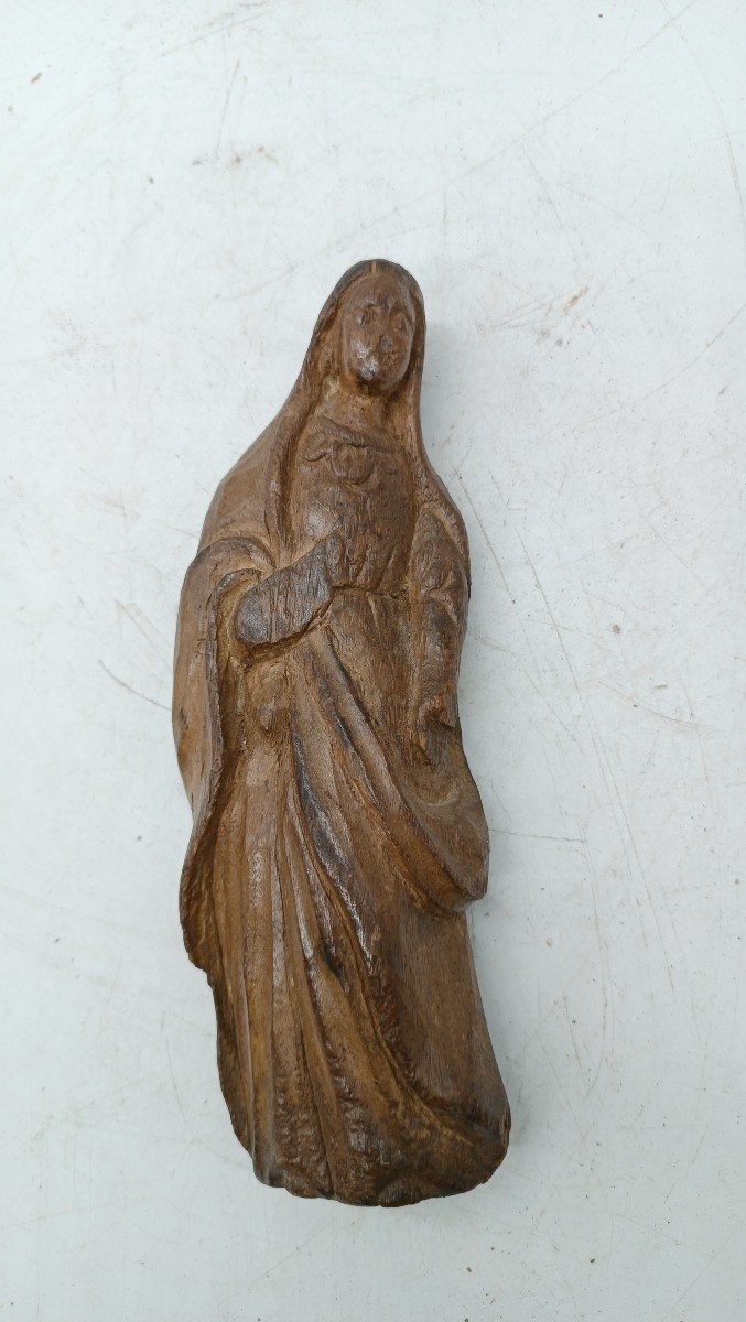Antica Piccola scultura legno arte popolare Madonna XVIII secolo