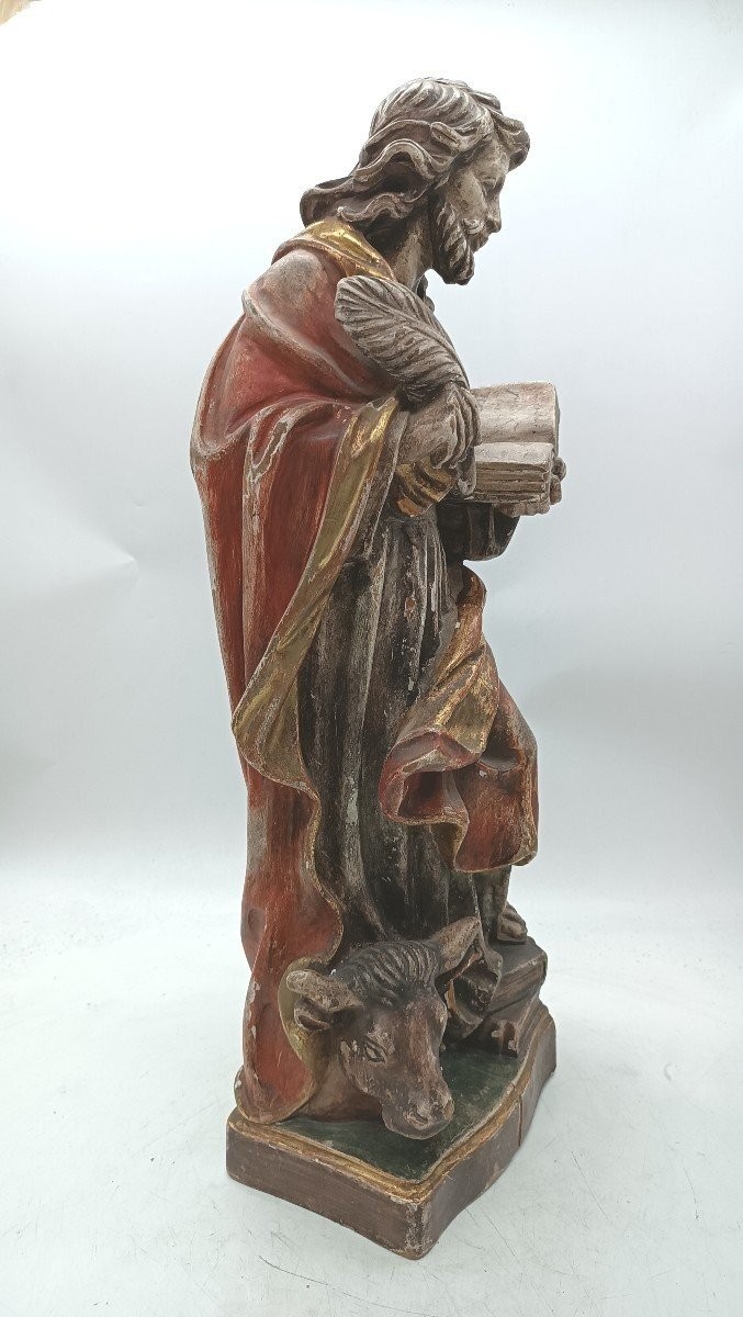scultura San Luca evangelista Val Gardena inizi XX SECOLO -h.60 cm-photo-2