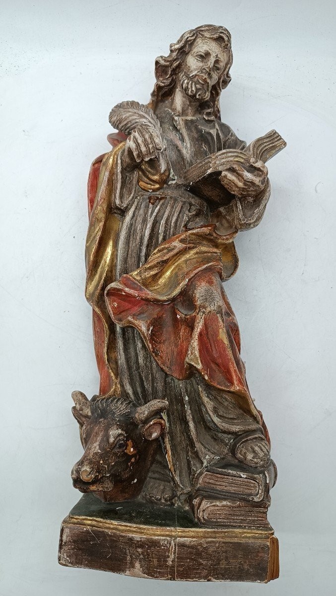 scultura San Luca evangelista Val Gardena inizi XX SECOLO -h.60 cm-photo-3