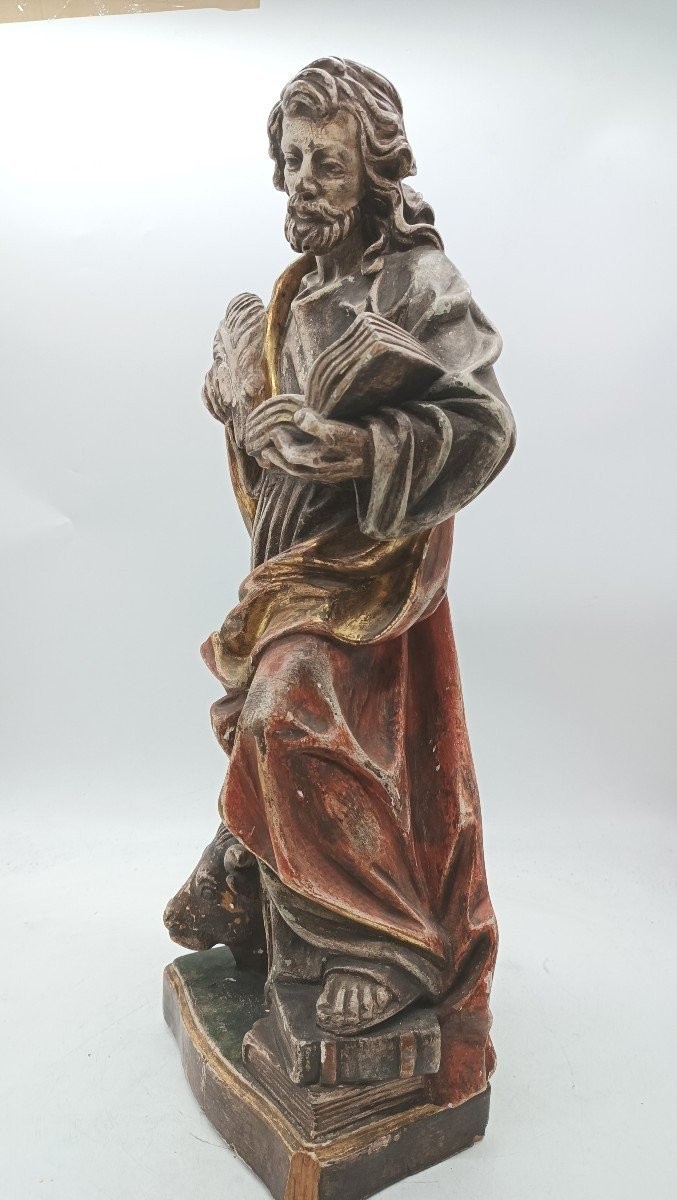 scultura San Luca evangelista Val Gardena inizi XX SECOLO -h.60 cm-photo-1