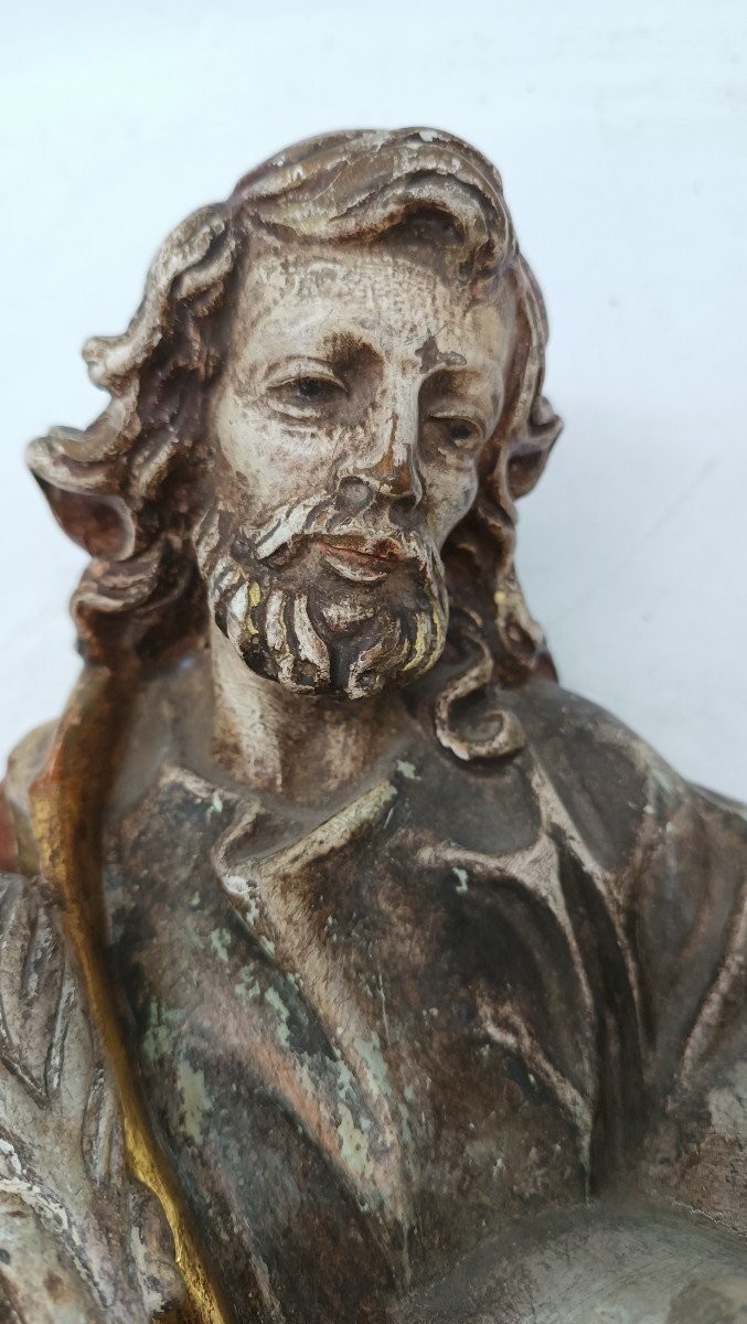scultura San Luca evangelista Val Gardena inizi XX SECOLO -h.60 cm-photo-2