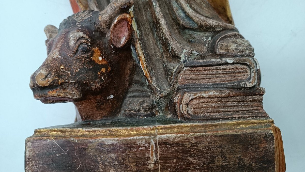 scultura San Luca evangelista Val Gardena inizi XX SECOLO -h.60 cm-photo-5
