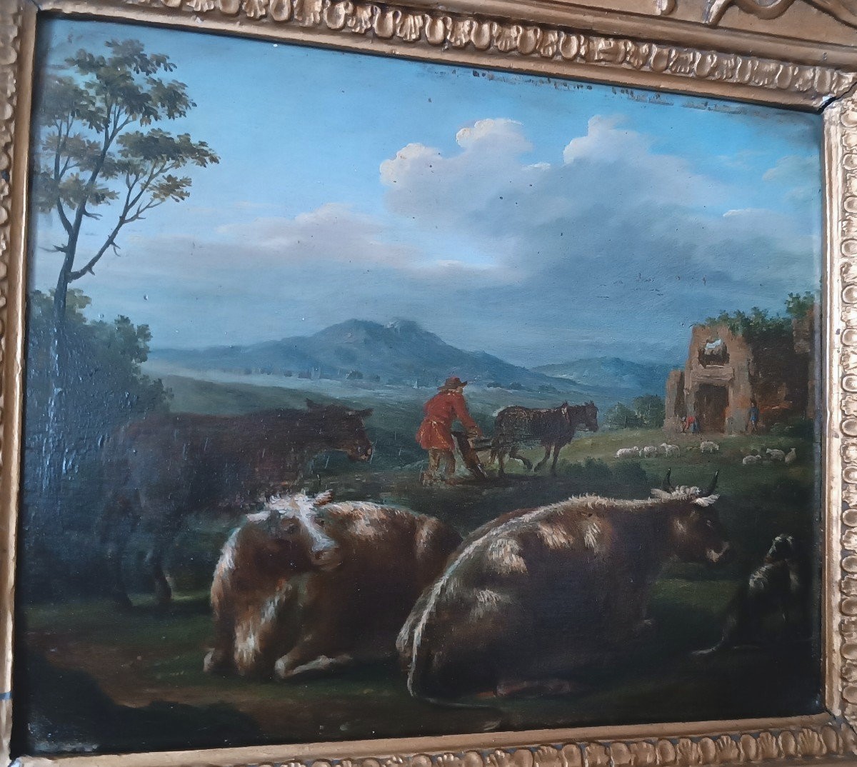 dipinto su tavola paesaggi bucolici XVIII secolo-photo-1