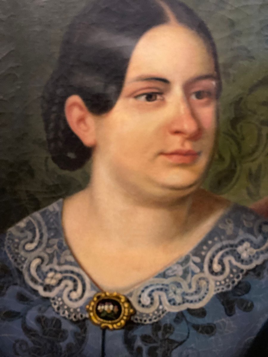DIPINTO OLIO SU TELA,   NOBILDONNA   BIEDERMAIER -photo-2