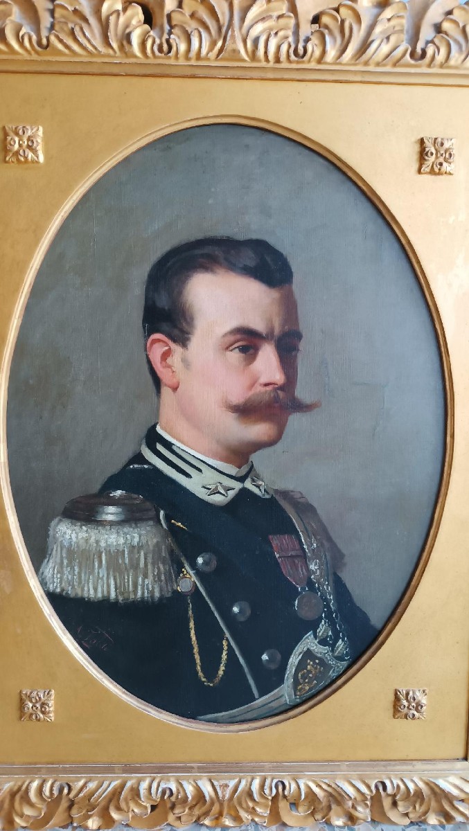 DIPINTO ANTICO RITRATTO GENTILUOMO MILITARE ,ARTURO FALDI ( FIRENZE 1856-1911)-photo-3
