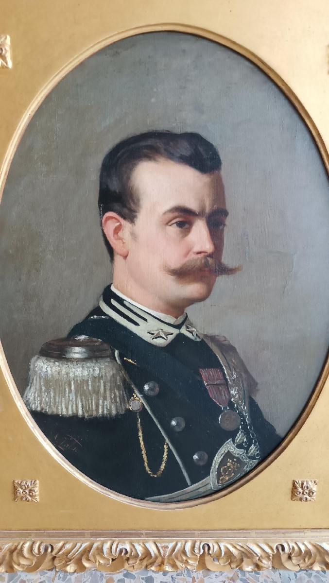 DIPINTO ANTICO RITRATTO GENTILUOMO MILITARE ,ARTURO FALDI ( FIRENZE 1856-1911)-photo-4