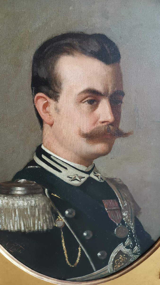 DIPINTO ANTICO RITRATTO GENTILUOMO MILITARE ,ARTURO FALDI ( FIRENZE 1856-1911)-photo-1