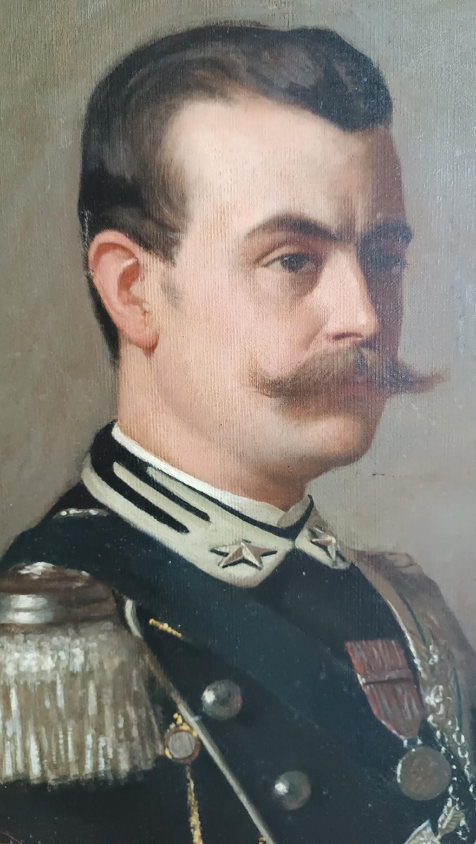 DIPINTO ANTICO RITRATTO GENTILUOMO MILITARE ,ARTURO FALDI ( FIRENZE 1856-1911)-photo-4