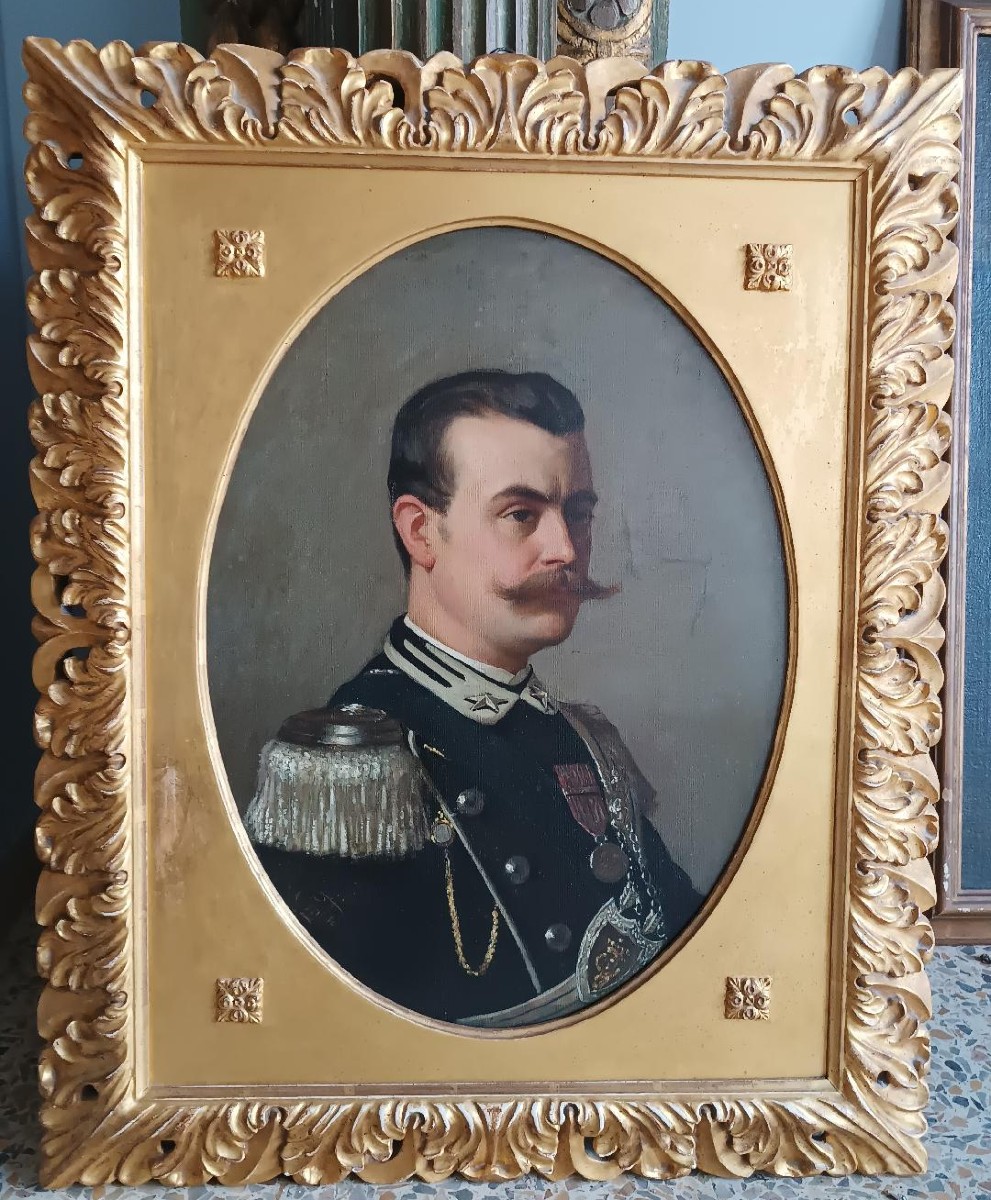 DIPINTO ANTICO RITRATTO GENTILUOMO MILITARE ,ARTURO FALDI ( FIRENZE 1856-1911)
