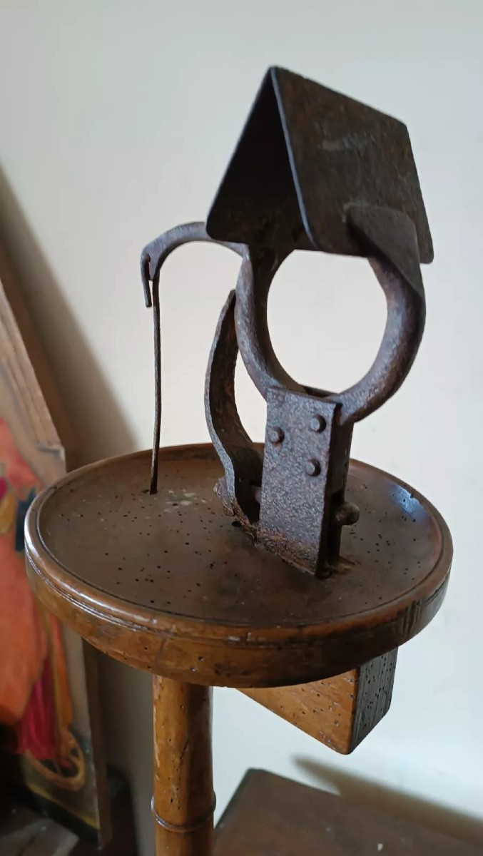 attrezzo lavoro antico per lavorazione guanti -Guantiera XIX secolo -noce ferro-photo-1