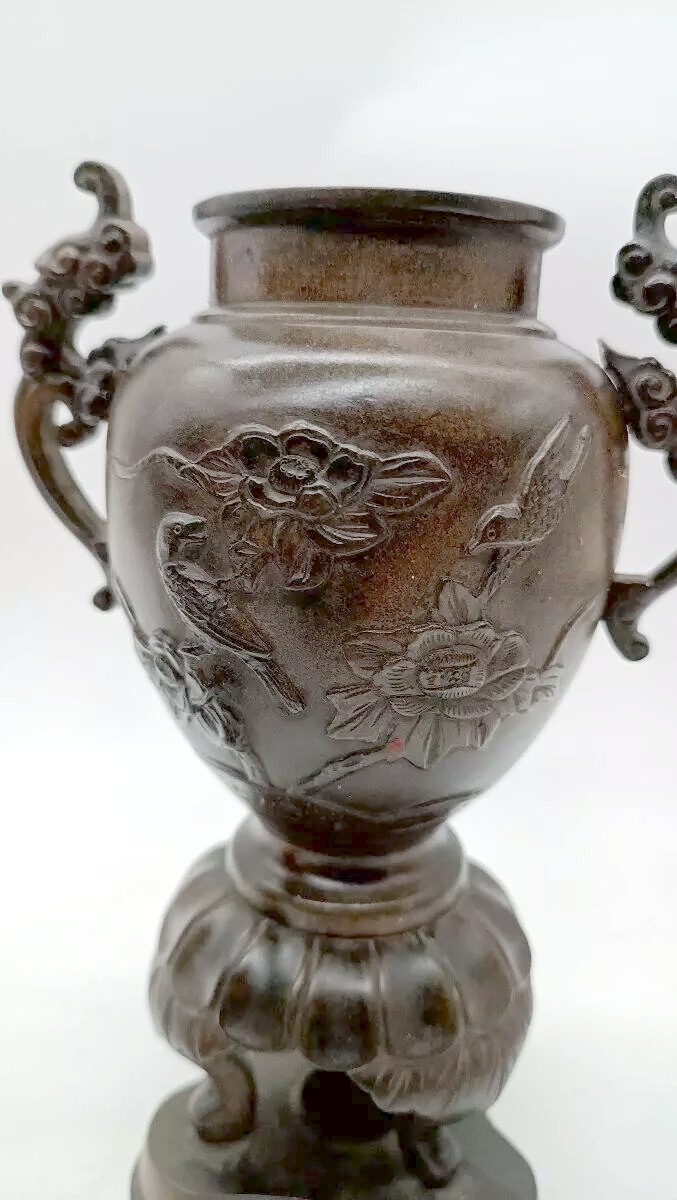 coppia VASI Giappone in bronzo XIX secolo-photo-4
