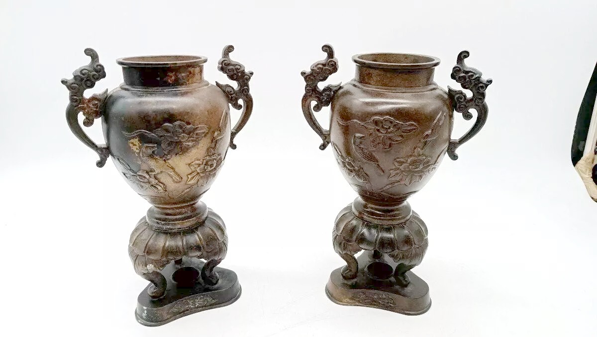 coppia VASI Giappone in bronzo XIX secolo